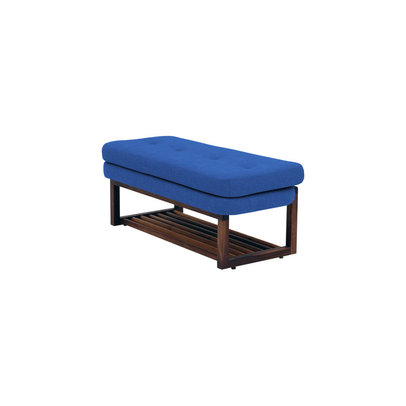 Melinda Solid Wood Tufted Bench, 18" H x 48" W x 22" D, Pacific Blue