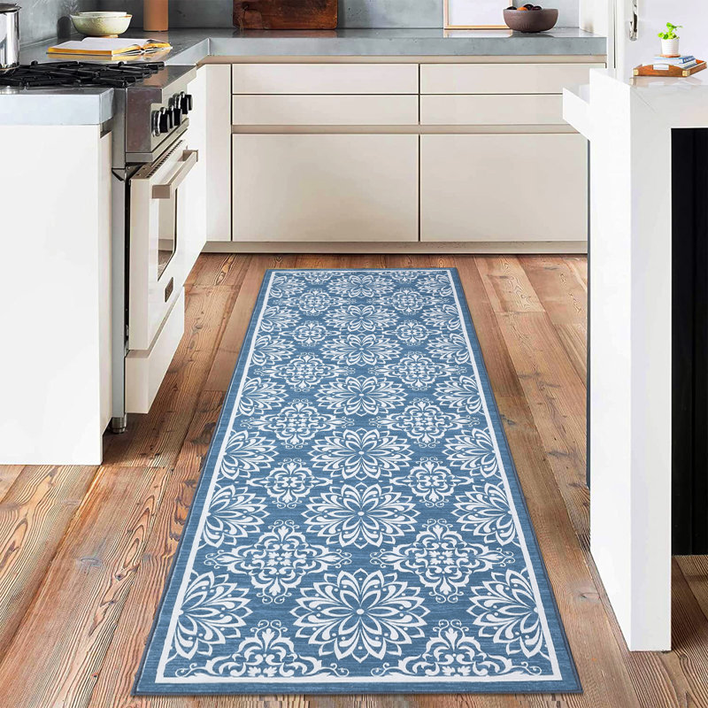 Washable Area Rug Modern Low Pile Floral Carpet for Living Room Bedroom Dining Room Nursery Hallway Soft Mark Resistant Non Slip Rugs