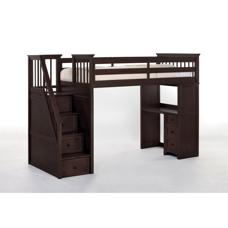 Lit mezzanine avec tiroirs Harold, Chocolat