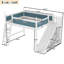 Grand lit mezzanine avec tablettes de rangement et garde-robe, lits mezzanine en bois massif avec glissières et échelles amovibles, aucune boîte à ressorts nécessaire, bleu et blanc (protection par brevet)-1375444163-1375444166