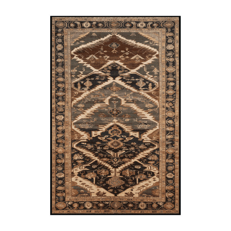 Tapis brun lavable à la machine, Rectangulaire 8 pi x 10 pi