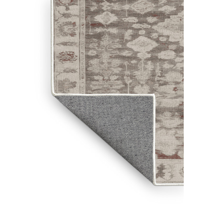 Machine Washable Overdyed Beige Area Rug, Round 3'