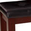 Banc contemporain, siège, pieds fuselés en bois, revêtement, finition rectangulaire, solide et brun cerise pour le salon de la chambre à coucher, siège en similicuir avec capitonnage, fabrication
