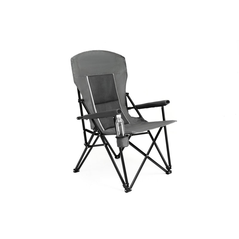 Portable High Back Heavy Duty Lawn Chair With 250lbs Support, Collapsible Cup Holder, Grey, Breathable And Comfortable For Outdoor Use Supporting 250lbs, Weather - , Suitable Camping Garden