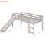 Lit mezzanine simple avec glissade, bois massif gris, stable et durable