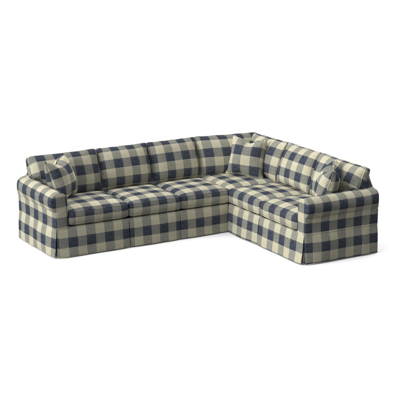 Bedford Upholstered Sectional, Blue Buffalo Check; 0120-61, Right Hand Facing