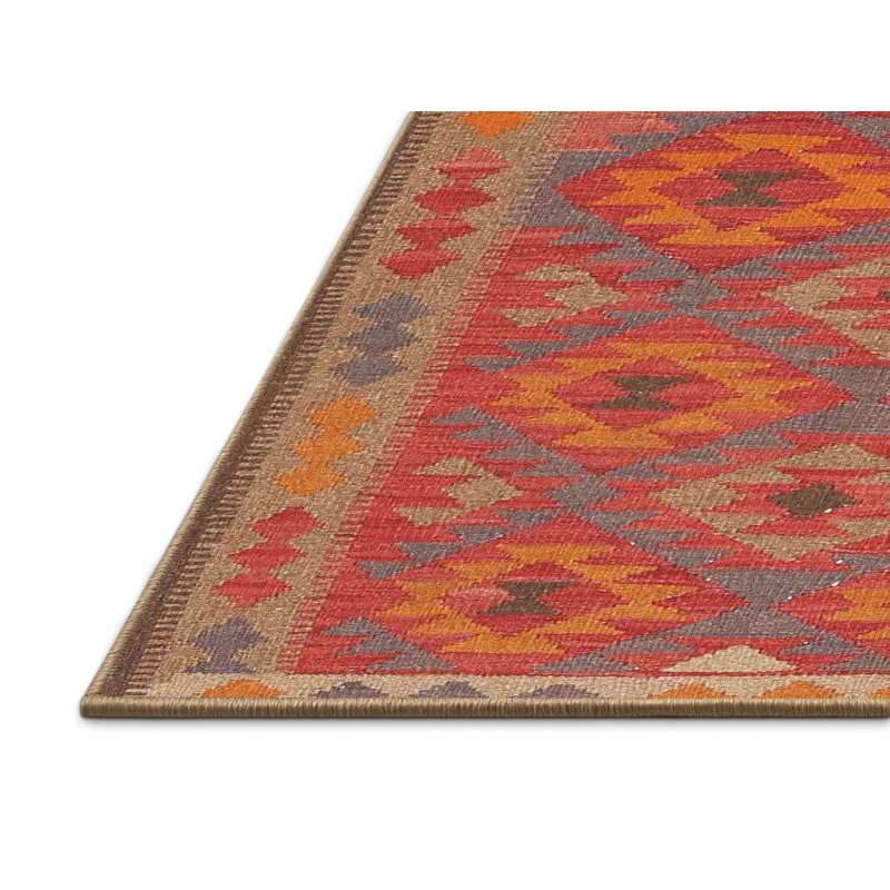 Tapis noir/orange/beige contemporain Elkville, Rectangle 2 pi x 4 pi
