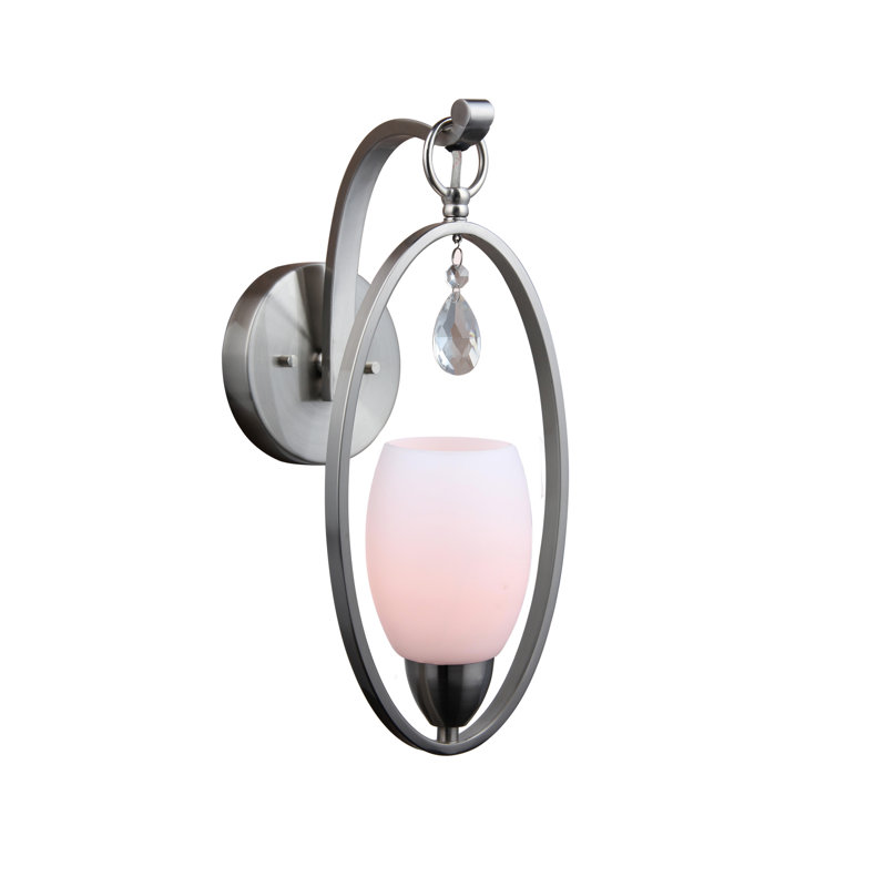 Berenice Glass Armed Sconce, Satin Nickel
