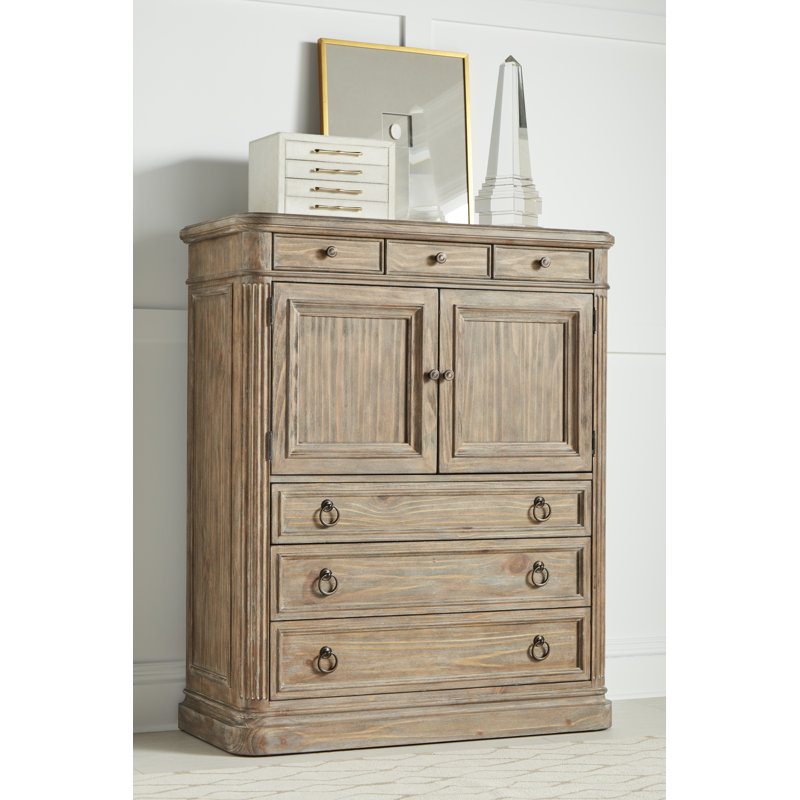 Commode combinée en bois massif à 6 tiroirs Architrave
