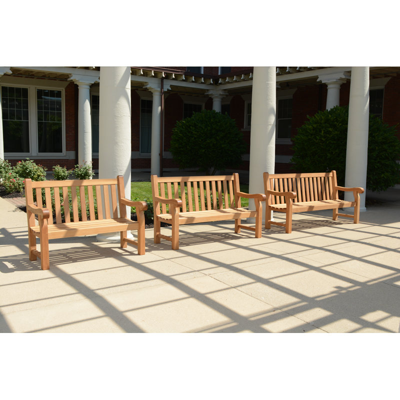 Theodore Teak Outdoor Commercial Bench, 38" H x 72" W x 28.25" D