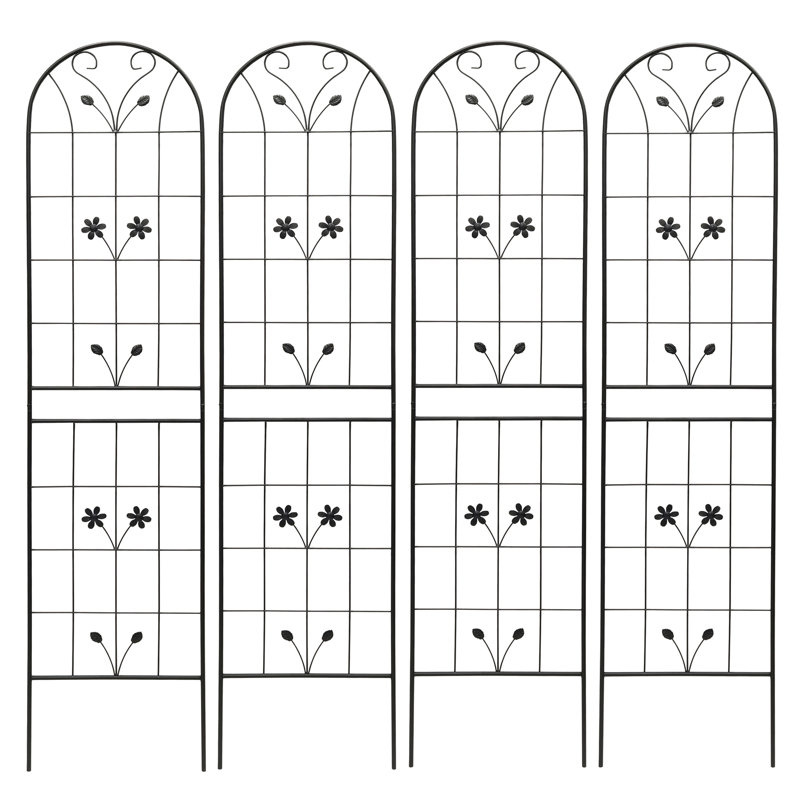 Ensemble de 4 paniers de jardin en métal 86,7 po x 19,7 po, noir et antidérapant pour installation de jardin