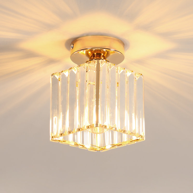 Luxurious Square Gold Crystal Ceiling Light 