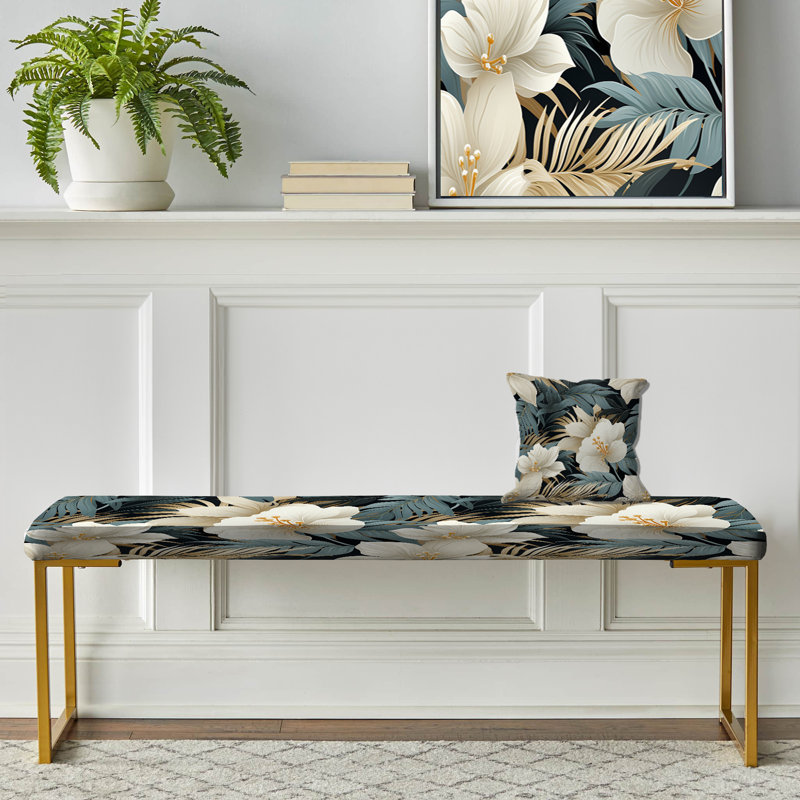 Banc rembourré or, Monochrome Tropics Tropical Pattern II