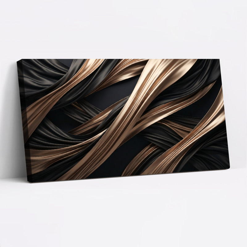 Ensemble de 1 tableau sur toile noir et or, L 40 po x H 20 po, Wrapped Canvas