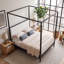 Lit à baldaquin Hampton Mid-Century avec tête de lit Boucle, plateforme en bois massif, sans sommier tapissier, facile à assembler-133072261-133072263
