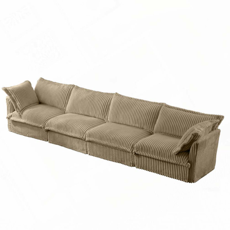 Canapé modulaire Jasiah, Velours côtelé chameau, H 34,6 po x l 156,6 po x P 33 po