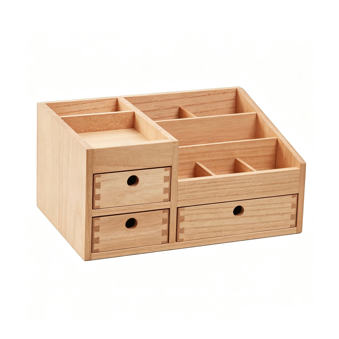 Wooden Makeup Organiser with 3 Drawers, 8 Compartments Cosmetic Storage Box