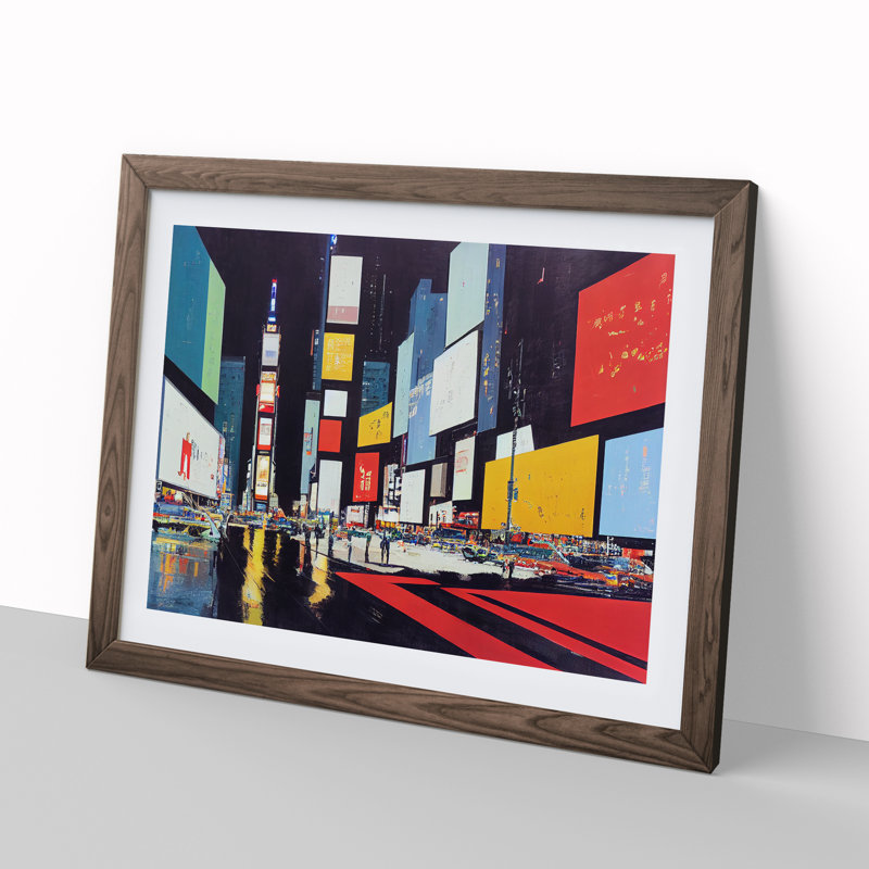 New York Times Square Art Vol.1 - Single Picture Frame Print, 34cm H x 46cm W, Walnut