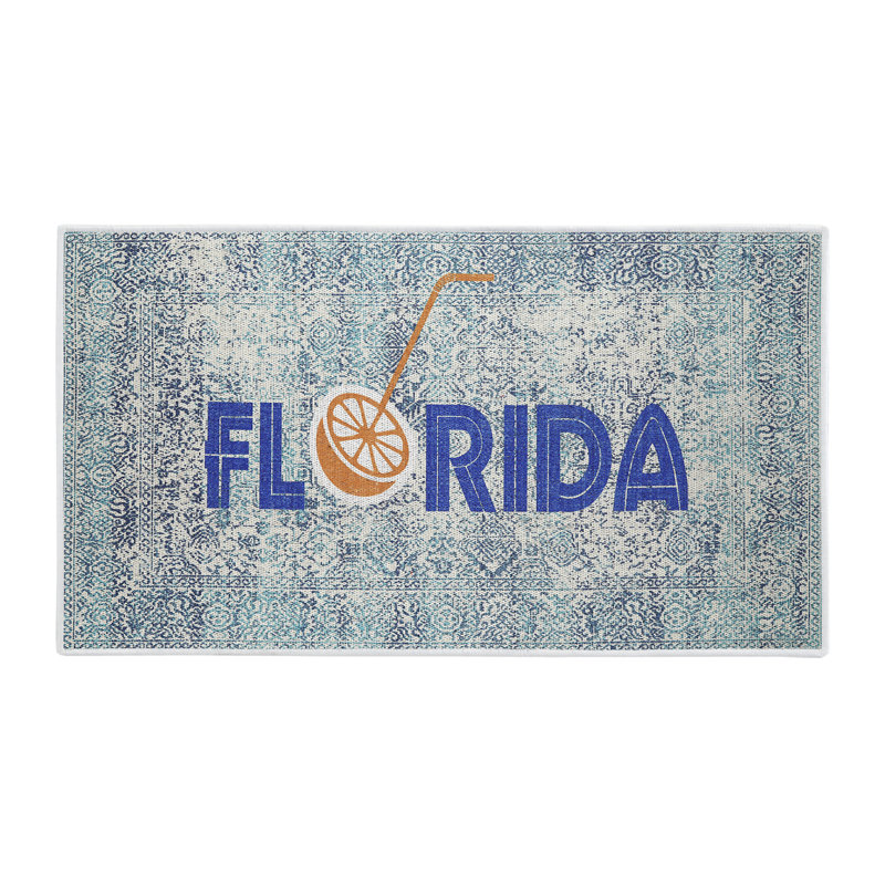 Tapis gris / bleu en coton