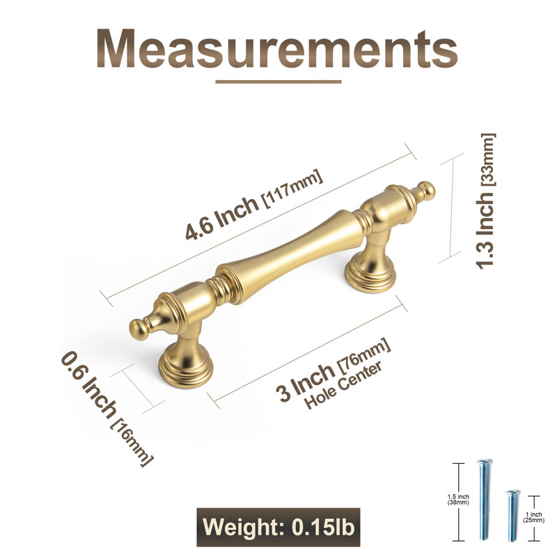 Ensemble de poignées de bar élégantes, Bronze champagne, 3"