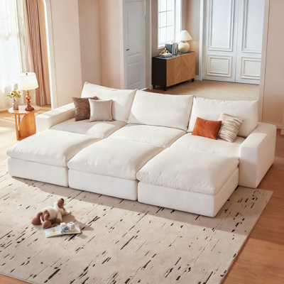 110.2" Cloud Sectional Couches With Deep Seat,3-Seat Sofa With 3 Storage Ottoman Or Living Room by Latitude Run