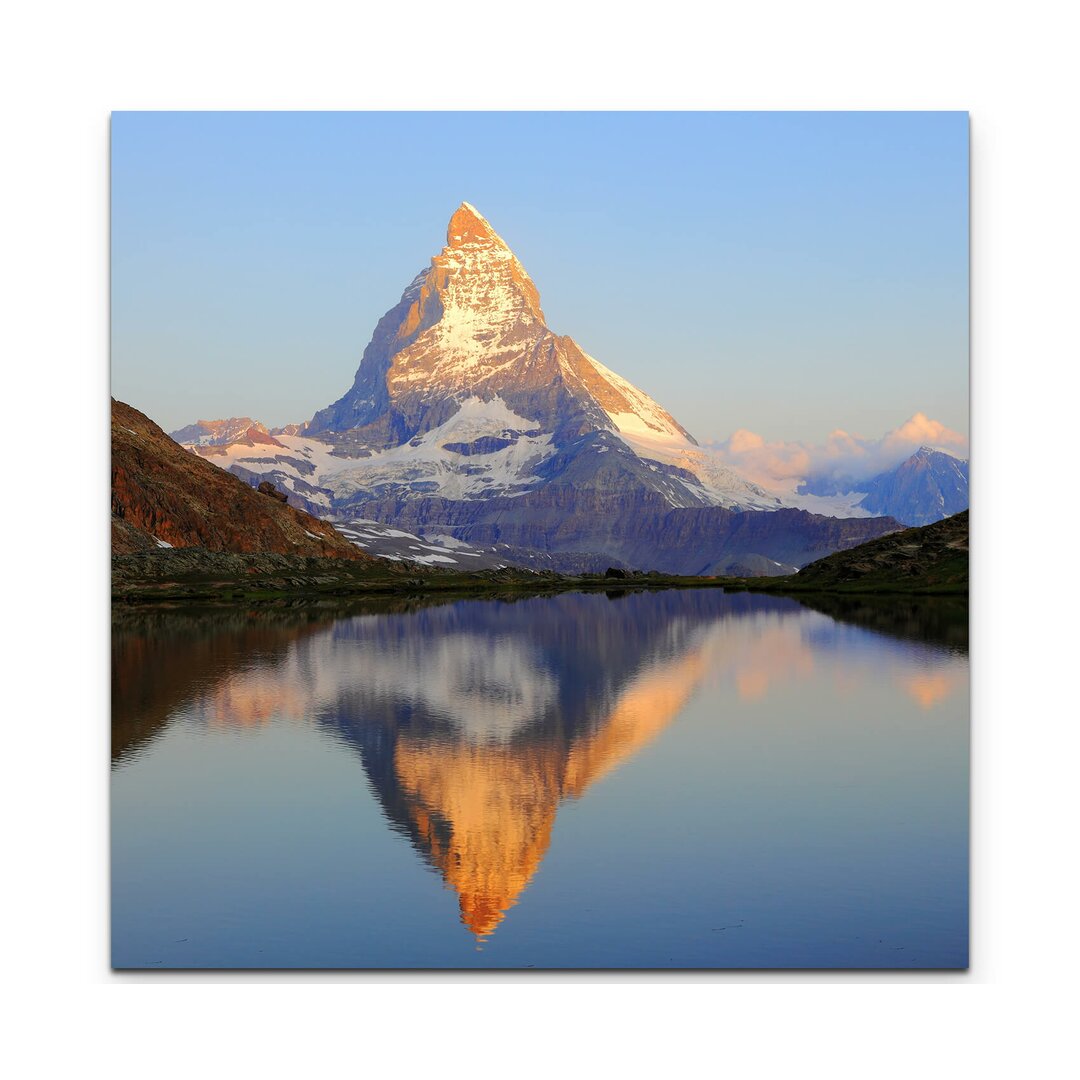 Leinwandbild Matterhorn mit Riffelsee – Schweiz