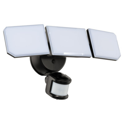 East Grove Home Guardian Flood and Security Wall Light with 3 Lights 3,400 Lumens 30 Watts and Programmable Motion and Photo Sensor in Bronze