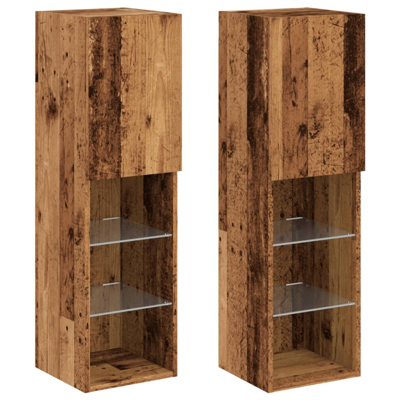 Dafi Unfinished TV Stand for TVs up to 24", Old Wood, 30.5 x 30 x 102 cm, 2