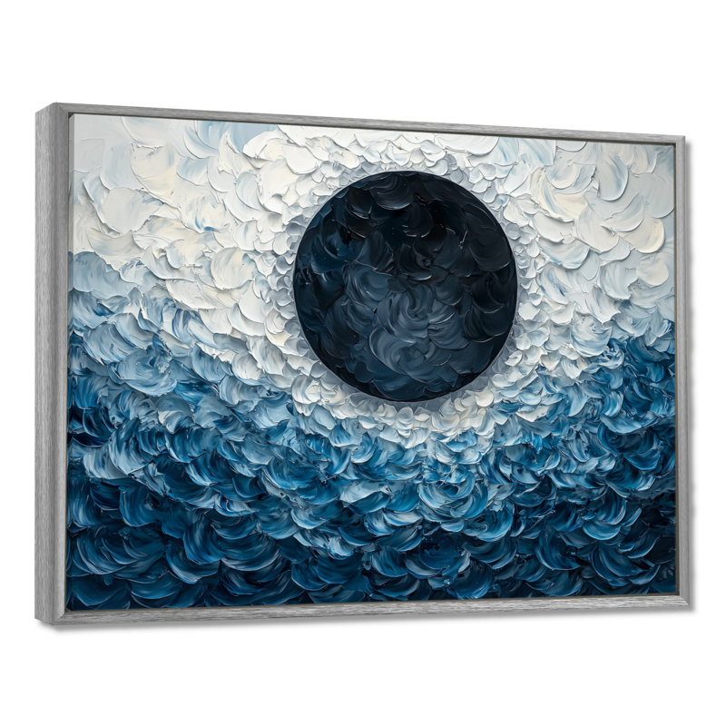 Wingert Eclipse Moon On Coastal Reflection I - moon Wall Art, Silver, 34" H x 44" W, Floater Framed Print