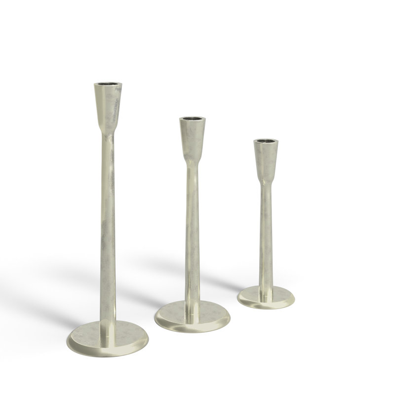 Aluminum Tabletop Candlestick, Silver