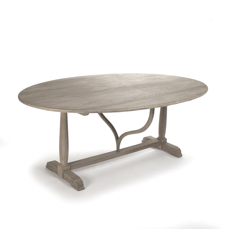 Vineyard Oak Round Farmhouse Dining Table in Raw Natural Finish