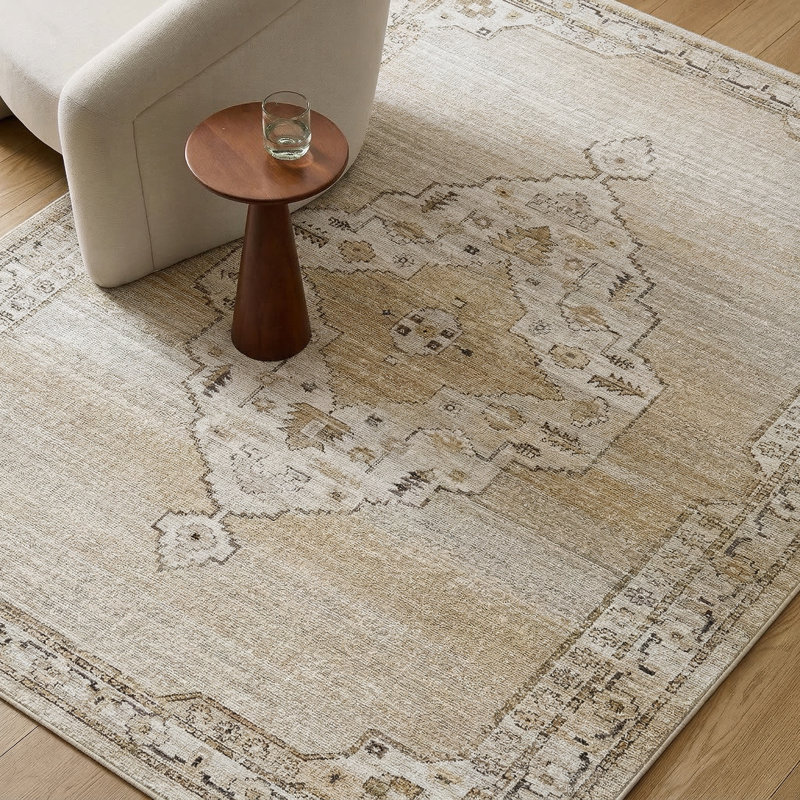 Moroccan Area Rug, Rectangle 152 x 225 cm, Light Grey/Off-White/Dark Brown/Tan