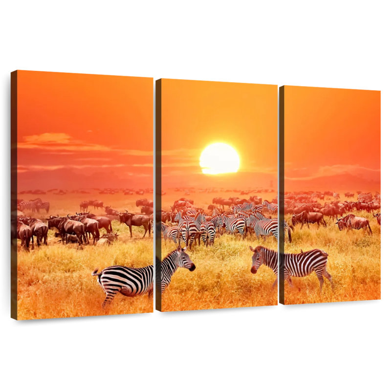 Serengeti Safari Zebras, 48" H x 74" W