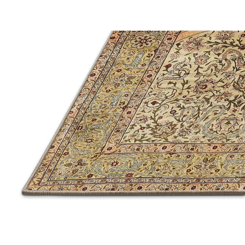 Tapis traditionnel vert / gris, Rectangle 5 pi x 7 pi