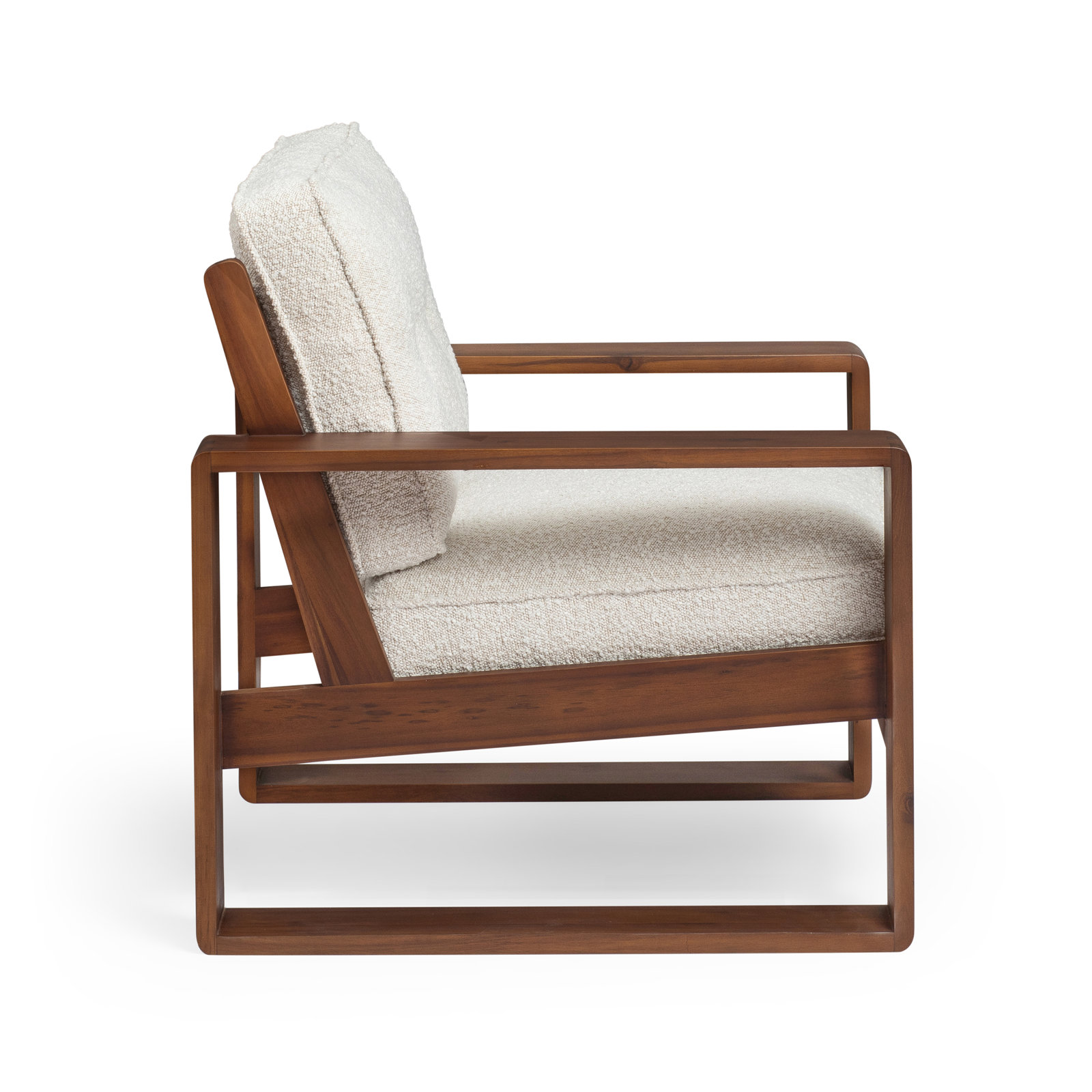 Nolani Lounge Chair, Acacia/Boucle Polyester