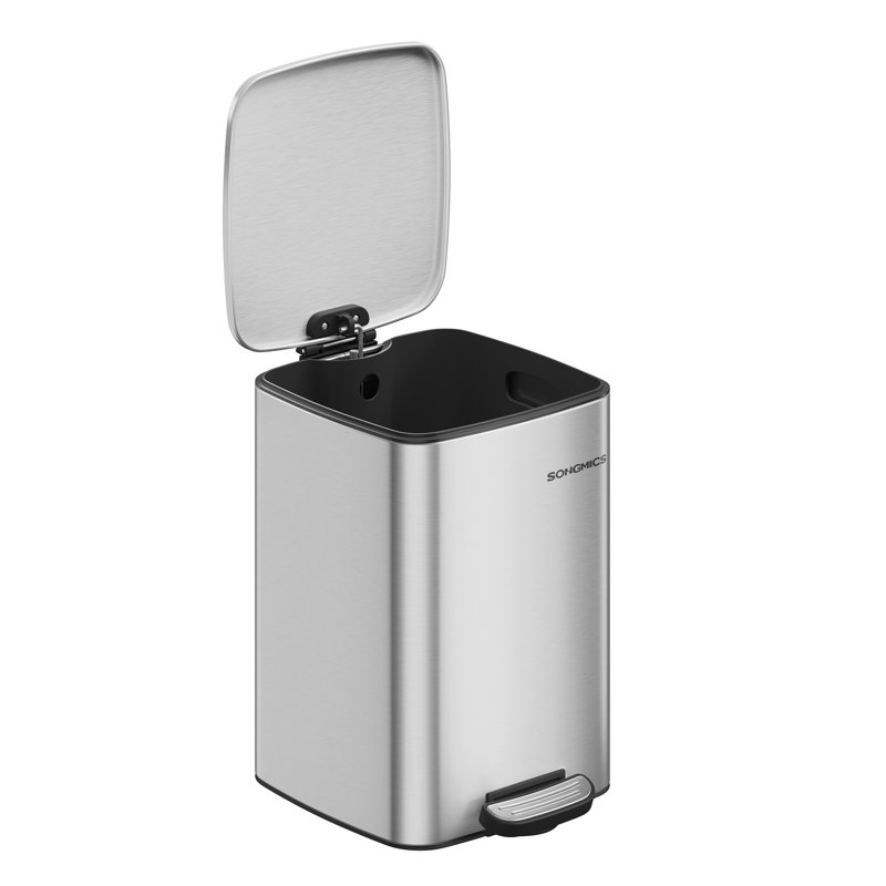Clerfont Step On Kitchen Trash Can, Metallic Silver, 40.4cm H x 34cm W x 28.5cm D