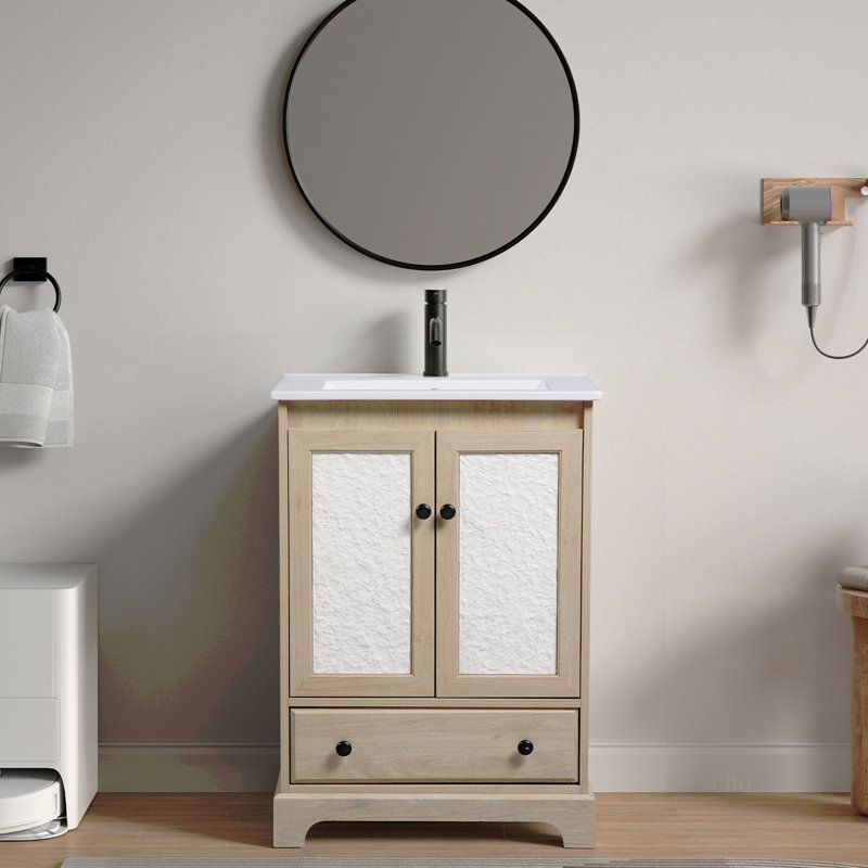 Base de meuble-lavabo en bois prêt à assembler avec meuble-lavabo 24 po de largeur sans lavabo