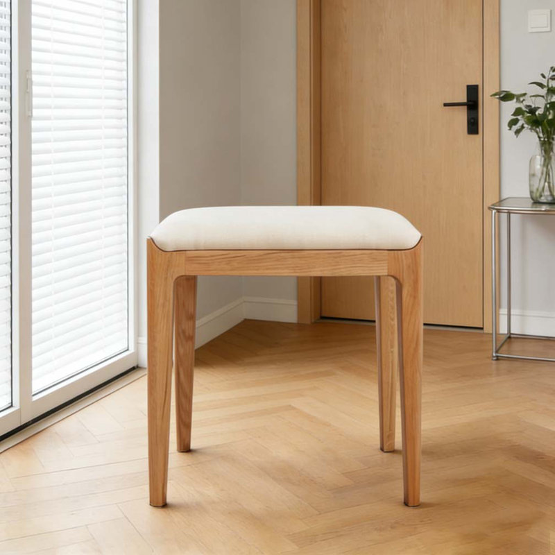 Tabouret de coiffeuse en bois massif de chêne rouge, Chêne rouge