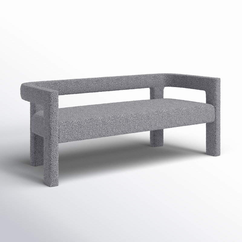 Cedernier Upholstered Boucle Bench, Gray