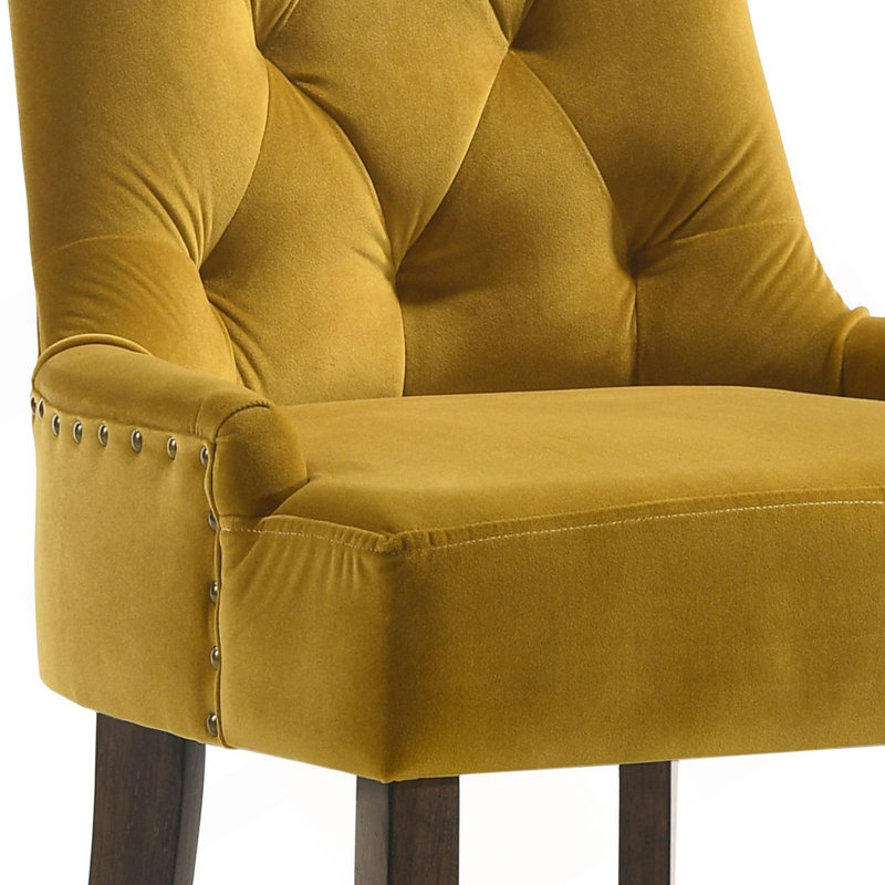 Ensemble de 2 chaises d'appoint jaunes et espresso à dossier capitonné