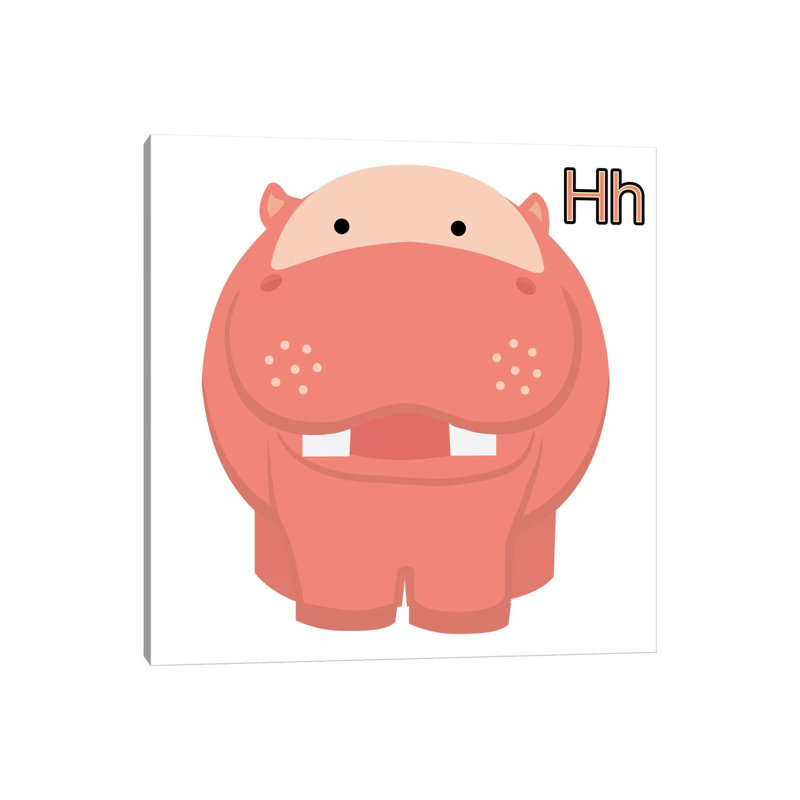 H Is For Hippo by 5by5collective - Wrapped Canvas Gallery-Wrapped Canvas Giclée, 45.72 cm H x 45.72 cm W x 1.91 cm D