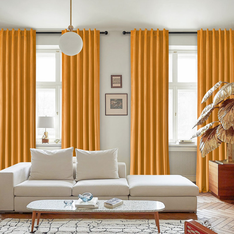 Thermal Blackout Curtain Panels, 52" W x 96" L, Mustard
