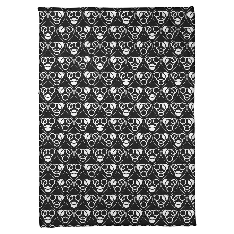 Couverture polaire à cercles classiques, l 60 po x L 80 po, Noir / blanc