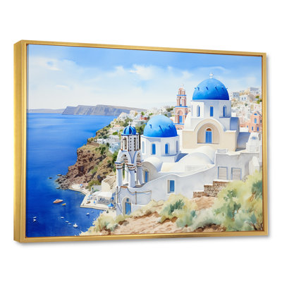 «Blue and White Greek Isles Village III - Grèce», art mural