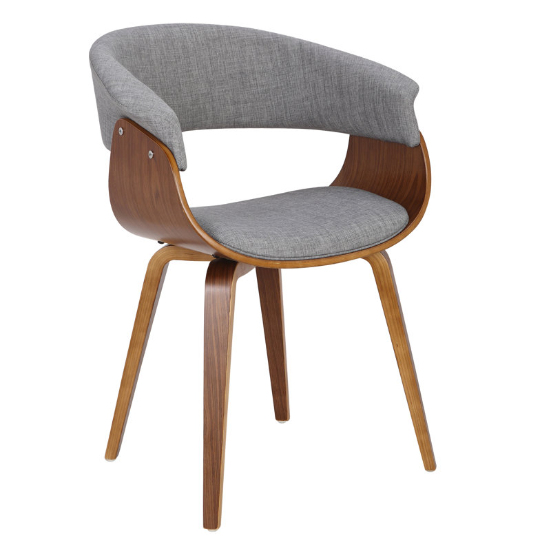 Barnabas Upholstered Side Chair, Bent Wood Frame, Light Gray Polyester Blend