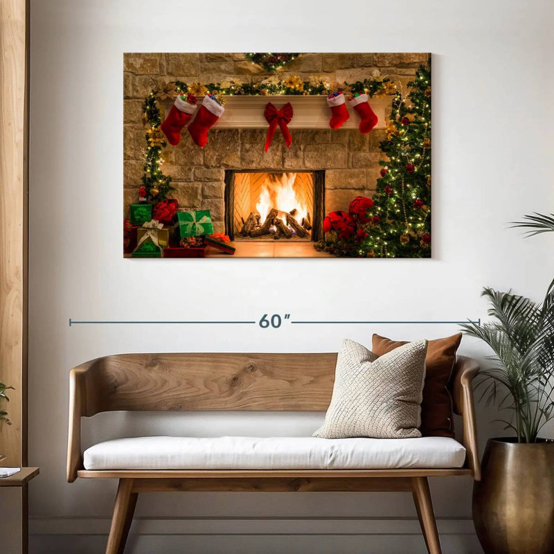 Foyer de Noël décoré, H 30 po x l 45 po
