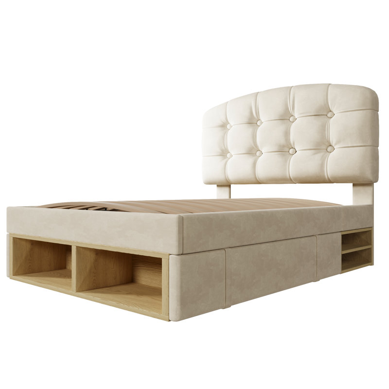 Upholstered Storage Bed, Single (3'), Beige