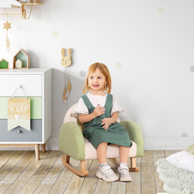 Canapé pour enfants Qaba, fauteuil à bascule pour tout-petit avec structure en bois massif, tissu en faux molleton d'agneau, fauteuil pour enfants pour chambre de bébé ou de jeu, 18 à 36 mois