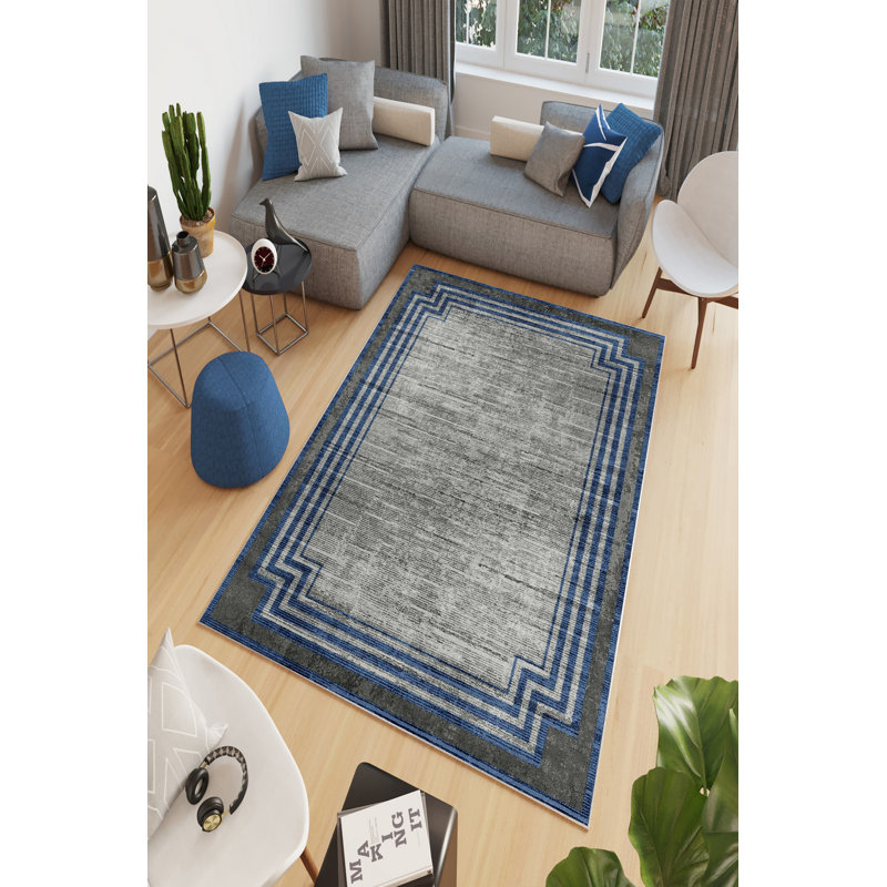 Elegant Grey Carpet (4 x 6 ft), 100% Polyester, 650 g/m² | Pile Height: 0.2 in, Digital Printing, Antibacterial, Eco-Friendly, Non-Slip PVC Dot Underside | Machine Washable, Perfect for Living Room & Bedroom Décor