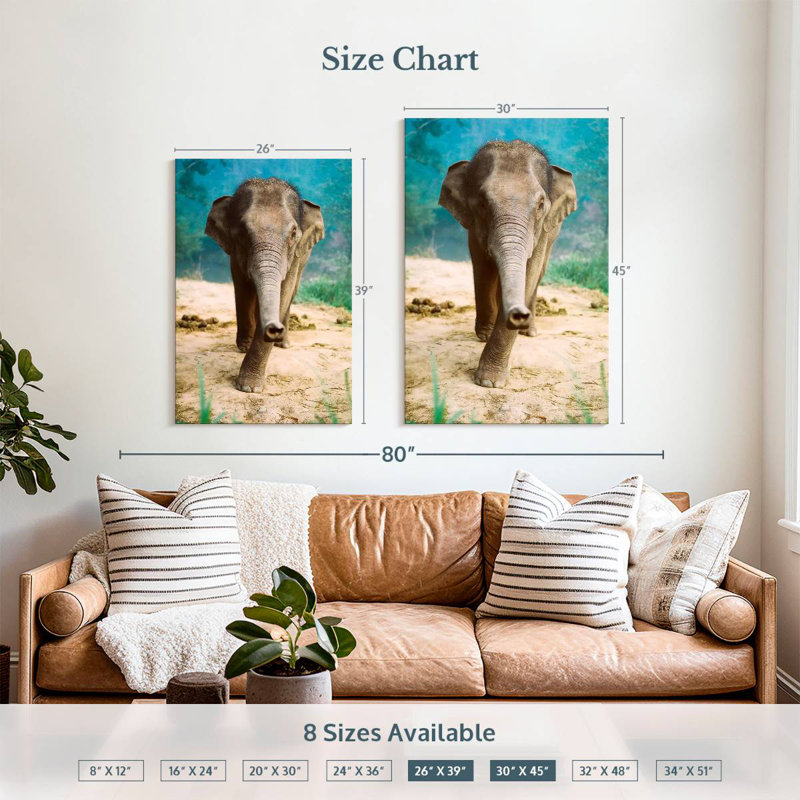 Brampt Curious Baby Elephant, 39" H x 26" W